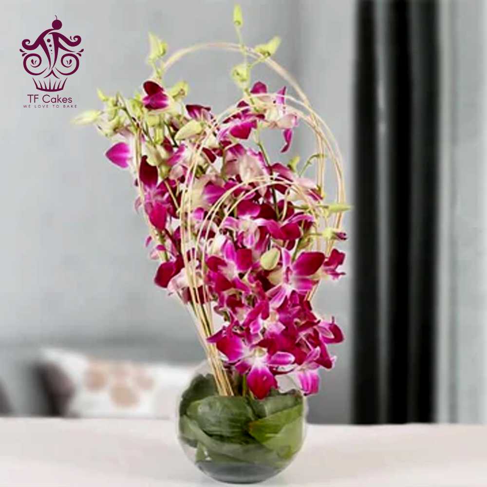 orchids in vase