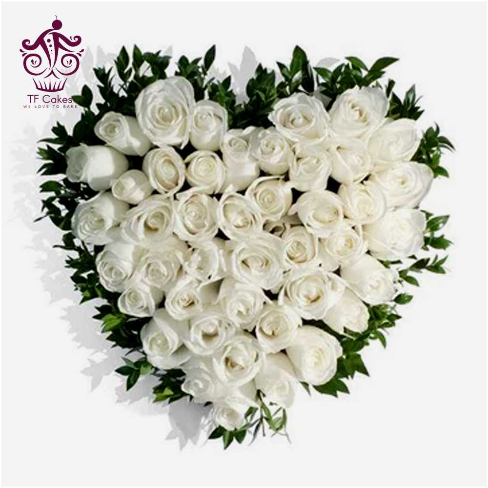 White Rose Bouquet in heart shape
