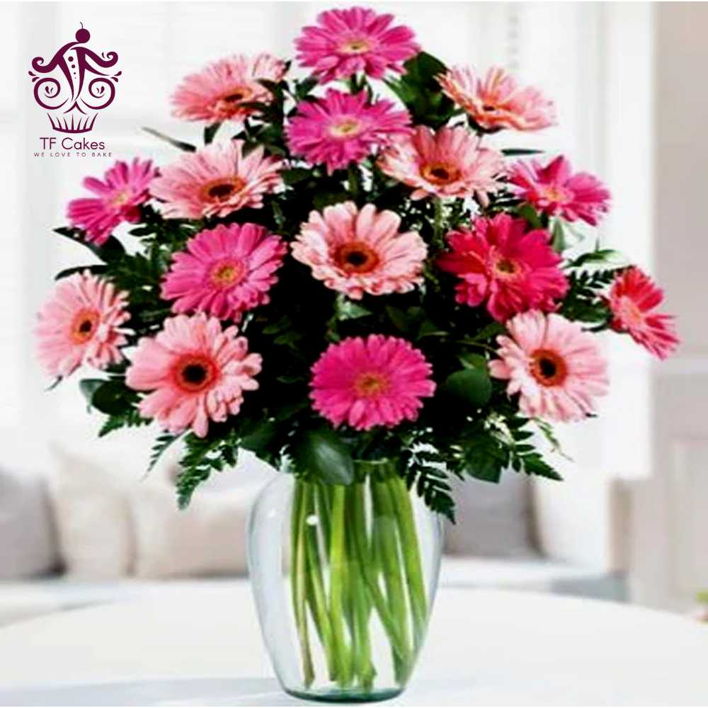 Pink gerbera Glass Vase