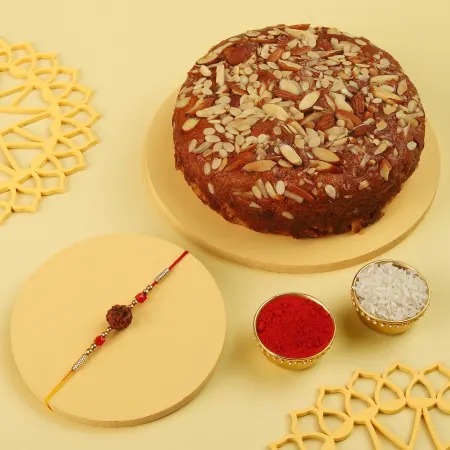 Single Rakhi With Yummy Almond Cake