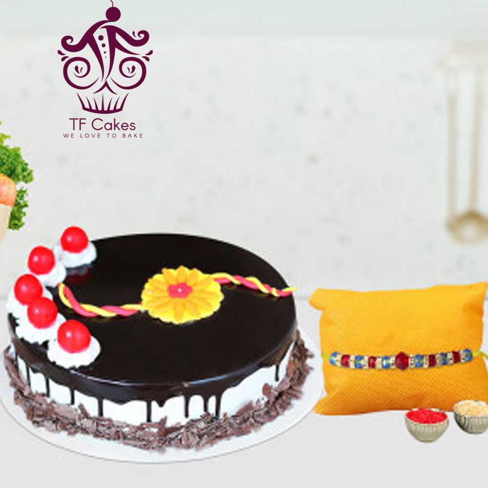 chocolate cake with rakhi