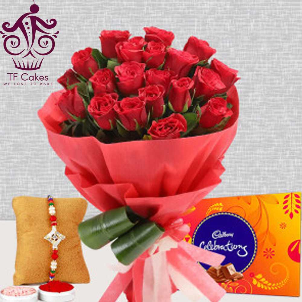 Chocolaty Red Rose Rakhi Combo