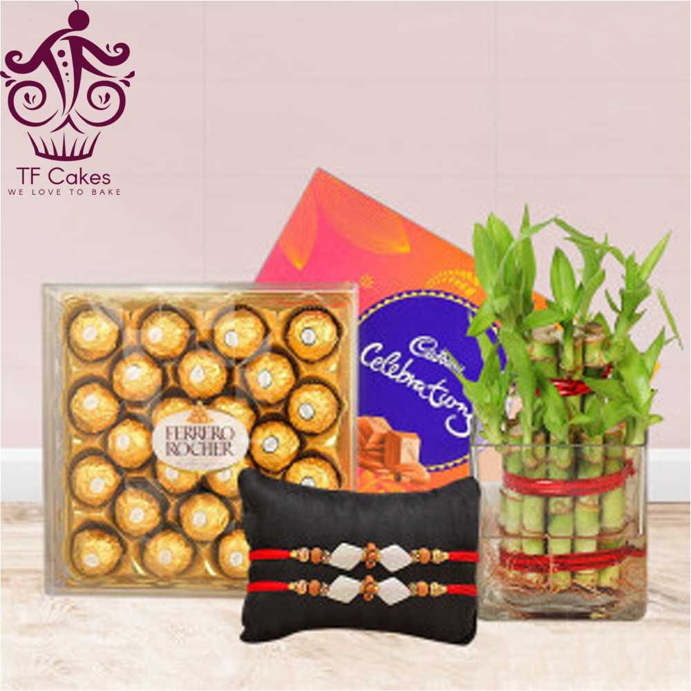 Rakhi With Lucky Bamboo Chocolate Hamper