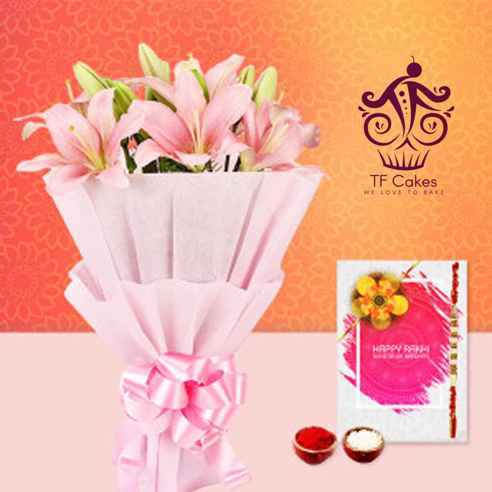 Pink Lily with Rakhi