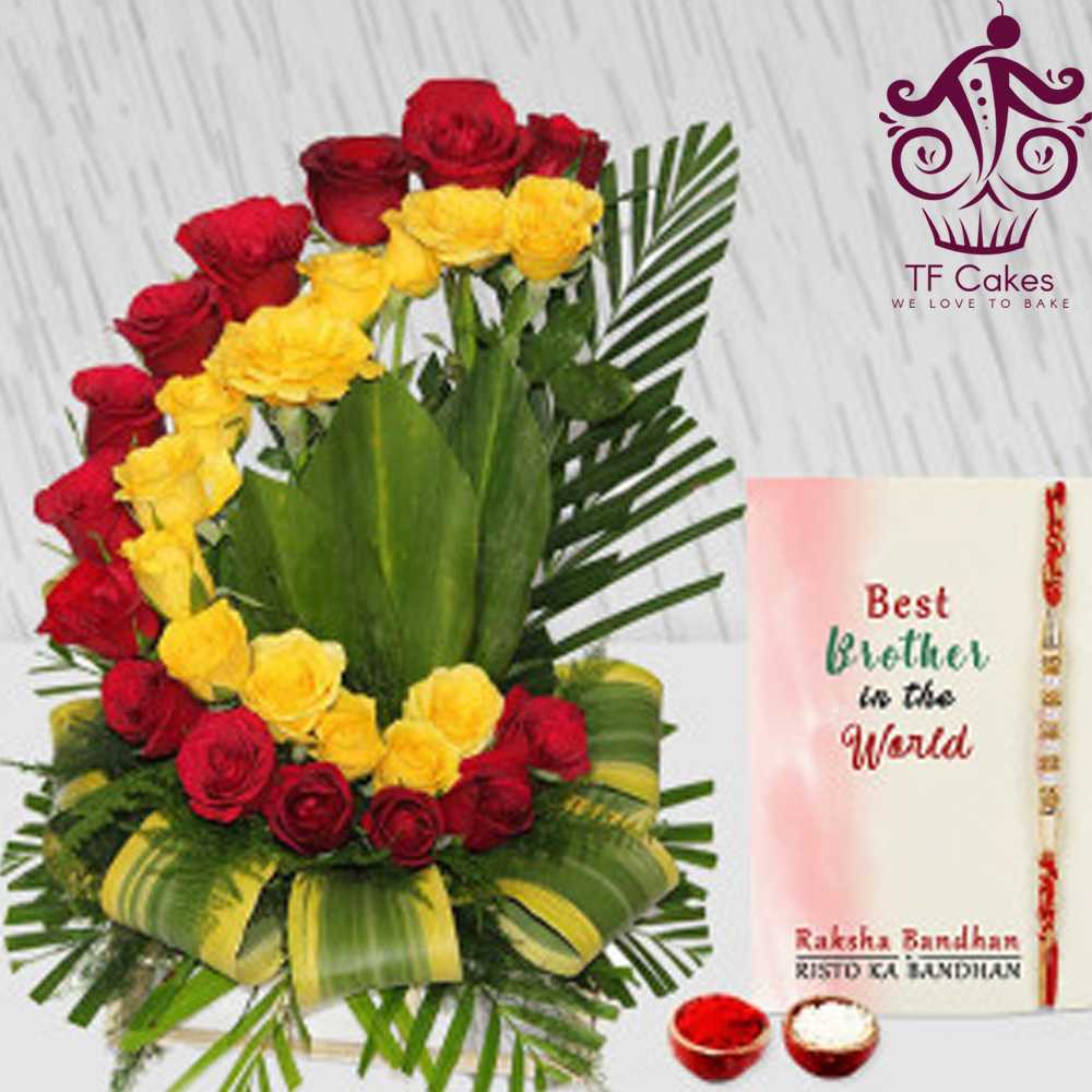 Rakhi With Roses Basket