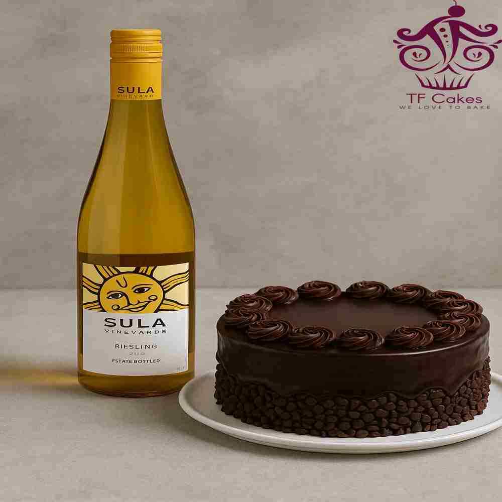 Chocolate Truffle Cake & Sula Riesling Wine Combo